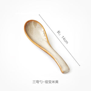 Japanese Tableware Kiln Rice Spoon Soup Spoon Porridge Spoon Household Creative Restaurant Spoons