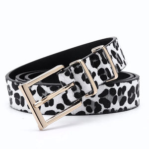 Female Belt Cummerbund Women Horsehair Belt With Leopard Pattern Rose Gold Metal Buckle Hot Sales Pu Belt Accessories For Women