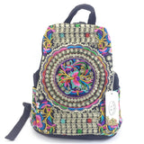 Vintage Embroidery Ethnic Canvas Backpack Women Handmade Flower Embroidered Travel Bags Schoolbag Backpacks Rucksack Mochila