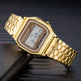 Luxury LED Digital Watch for Men Stainless Steel Men's Electronic Wristwatch Simple Business Gold Sliver Mens Watch Reloj Hombre