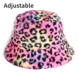 Winter Cow Leopard Faux Fur Fluffy Bucket Hats Women Outdoor Warm Sun Hat Soft Velvet Furry Fisherman Cap Girl Fashion Panama