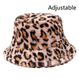 Winter Cow Leopard Faux Fur Fluffy Bucket Hats Women Outdoor Warm Sun Hat Soft Velvet Furry Fisherman Cap Girl Fashion Panama