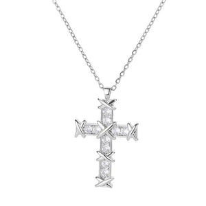 Zircon Cross Pendant Necklace for Women Gold Color Stainless Steel Collar Neckalces 2024 Trend Goth Jewelry Gifts free shipping