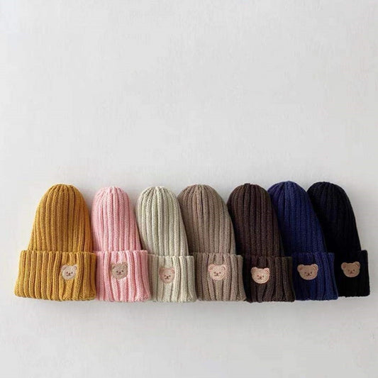 Soft Warm Baby Beanies Knitted Hats For Toddler Children Bear Embroidery Kids Boys Girls Autumn Winter Caps 11 Colors