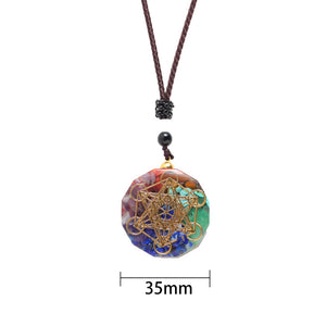 1PC Natural colorful gem seven chakras ornaments Augen Energy Pendant Drops Glue Into Handmade Necklace - Boom Boom London