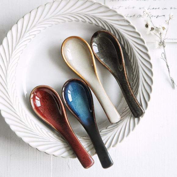 Japanese Tableware Kiln Rice Spoon Soup Spoon Porridge Spoon Household Creative Restaurant Spoons