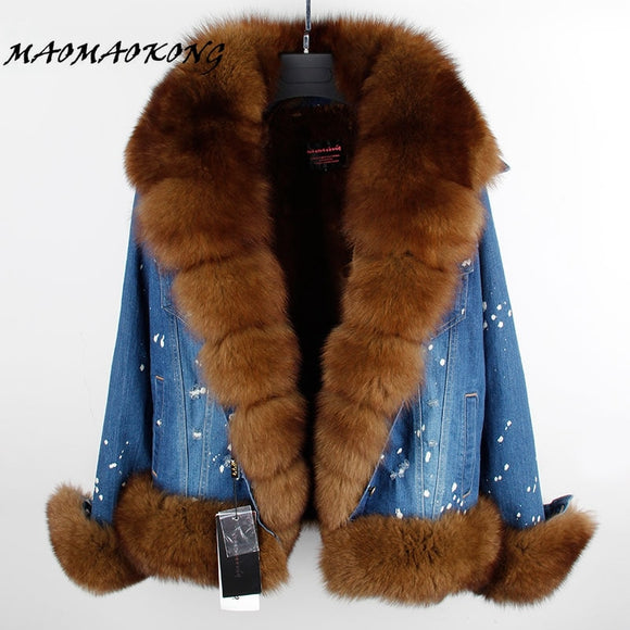 real fur women Short parka coat winter jacket real natural fox fur coat thick warm fur parkas