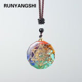 1PC Natural colorful gem seven chakras ornaments Augen Energy Pendant Drops Glue Into Handmade Necklace - Boom Boom London