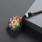 1PC Natural colorful gem seven chakras ornaments Augen Energy Pendant Drops Glue Into Handmade Necklace - Boom Boom London