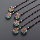 1PC Natural colorful gem seven chakras ornaments Augen Energy Pendant Drops Glue Into Handmade Necklace - Boom Boom London