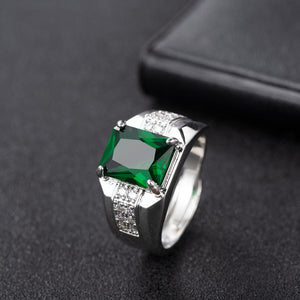 HuiSept Men Ring 925 Silver Jewelry Fashion Emerald Sapphire Zircon Gemstones Finger Rings for Wedding Engagement Accessories - Boom Boom London