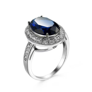 Trendy real solid 925 Sterling Silver Luxury Blue Stone Zircon Love Lady Ring Women's Valentine's Day Gifts for Bague Femme - Boom Boom London