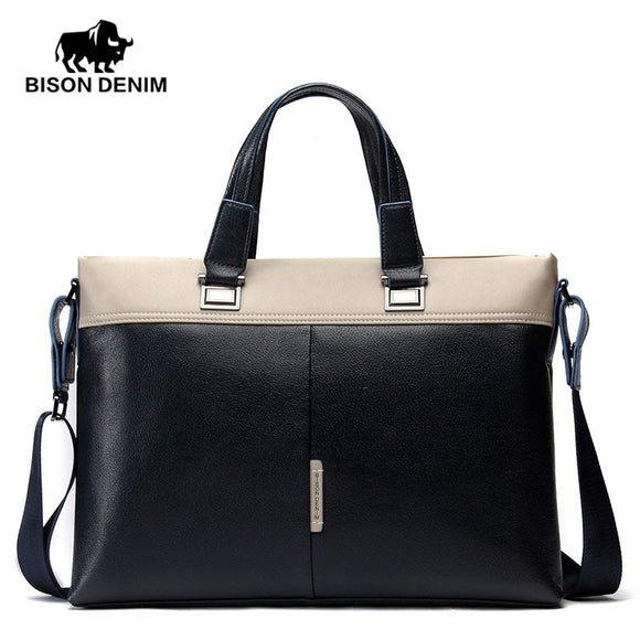 BISON DENIM fashion men bag luxury brand handbag shoulder bags genuine leather business men briefcase laptop bag - Boom Boom London