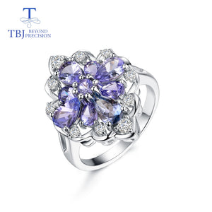 TBJ,tanzanite ring natural gemstone in 925 sterling silver luxury shiny precious stone jewelry for lady women mom wife as gift - Boom Boom London