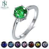 INALIS Natural Emerald Rings for Women 8MM 2020 Classic Silver 925 Jewelry Wedding Engagement Ring Gemstone Fine Jewelry Gift - Boom Boom London