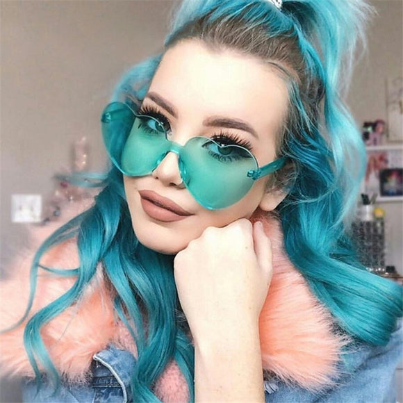 New Fashion cute sexy retro Love Heart Rimless Sunglasses Women Luxury Brand Designer Sun glasses Eyewear Candy Color UV400 - Boom Boom London