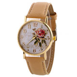 Women Watches Quartz Watch Women Arabic Number Rose Flower Round Dial Faux Leather Band Watch reloj mujer relogio feminino часы - Boom Boom London