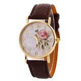 Women Watches Quartz Watch Women Arabic Number Rose Flower Round Dial Faux Leather Band Watch reloj mujer relogio feminino часы - Boom Boom London