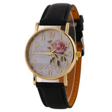 Women Watches Quartz Watch Women Arabic Number Rose Flower Round Dial Faux Leather Band Watch reloj mujer relogio feminino часы - Boom Boom London