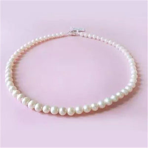 1pc freshwater White South Sea Shell pearl necklace stones Round Beads Flower Clasp for women 8MM pearl jewelry - Boom Boom London