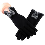 New Female Autumn Winter Non-Inverted Velvet Cashmere Full Finger Warm Lace Gloves Women Cotton Touch Screen Gloves G82 - Boom Boom London