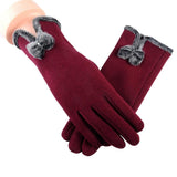 New Female Autumn Winter Non-Inverted Velvet Cashmere Full Finger Warm Lace Gloves Women Cotton Touch Screen Gloves G82 - Boom Boom London