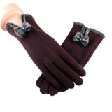 New Female Autumn Winter Non-Inverted Velvet Cashmere Full Finger Warm Lace Gloves Women Cotton Touch Screen Gloves G82 - Boom Boom London