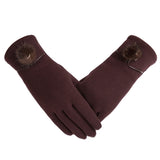 New Female Autumn Winter Non-Inverted Velvet Cashmere Full Finger Warm Lace Gloves Women Cotton Touch Screen Gloves G82 - Boom Boom London