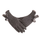 New Female Autumn Winter Non-Inverted Velvet Cashmere Full Finger Warm Lace Gloves Women Cotton Touch Screen Gloves G82 - Boom Boom London