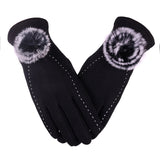 New Female Autumn Winter Non-Inverted Velvet Cashmere Full Finger Warm Lace Gloves Women Cotton Touch Screen Gloves G82 - Boom Boom London