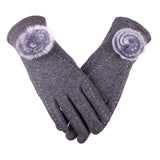 New Female Autumn Winter Non-Inverted Velvet Cashmere Full Finger Warm Lace Gloves Women Cotton Touch Screen Gloves G82 - Boom Boom London