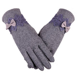 New Female Autumn Winter Non-Inverted Velvet Cashmere Full Finger Warm Lace Gloves Women Cotton Touch Screen Gloves G82 - Boom Boom London