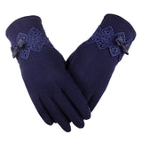 New Female Autumn Winter Non-Inverted Velvet Cashmere Full Finger Warm Lace Gloves Women Cotton Touch Screen Gloves G82 - Boom Boom London