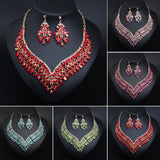 Luxurious Bridal Jewelry Sets Wedding Rhinestone Crystal Necklace Earring Set Women's Party Costume Accessories Indian Jewellery - Boom Boom London