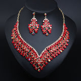 Luxurious Bridal Jewelry Sets Wedding Rhinestone Crystal Necklace Earring Set Women's Party Costume Accessories Indian Jewellery - Boom Boom London