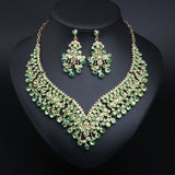 Luxurious Bridal Jewelry Sets Wedding Rhinestone Crystal Necklace Earring Set Women's Party Costume Accessories Indian Jewellery - Boom Boom London