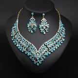 Luxurious Bridal Jewelry Sets Wedding Rhinestone Crystal Necklace Earring Set Women's Party Costume Accessories Indian Jewellery - Boom Boom London