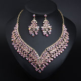 Luxurious Bridal Jewelry Sets Wedding Rhinestone Crystal Necklace Earring Set Women's Party Costume Accessories Indian Jewellery - Boom Boom London