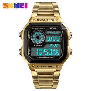 SKMEI Top Luxury Fashion Sport Watch Men Clock 5Bar Waterproof Watches Stainless Steel Strap Digital Watch Reloj Hombre 2019 New - Boom Boom London