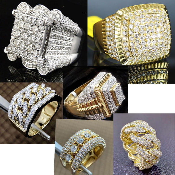 Luxury Male Female Wedding Zircon Stone Ring Crystal Gold Plt Rings Punk for Women Men East Cubic Dubai Jewelry Dropshipping - Boom Boom London