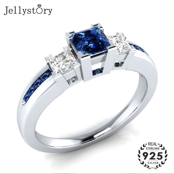 Jellystory Classic Women Ring 925 Silver with Sapphire Emerald Amethyst Gemstone Jewelry Wedding Party Gifts size 6-10 wholesale - Boom Boom London