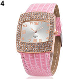 Women Watch Luxury Square Case Clock Quartz Alloy Shiny Rhinestones Faux Leather Analog Wrist Watch reloj mujer Ladies Dress Wat - Boom Boom London