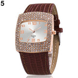 Women Watch Luxury Square Case Clock Quartz Alloy Shiny Rhinestones Faux Leather Analog Wrist Watch reloj mujer Ladies Dress Wat - Boom Boom London