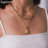 Ingemark Multi Layer Lover Lock Pendant Choker Necklace Steampunk Padlock Heart Chain Necklace Collier Best Couple Jewelry Gift - Boom Boom London