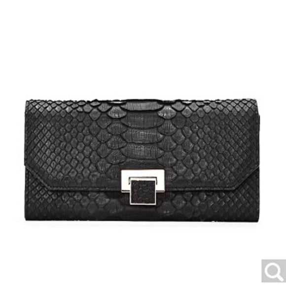 kaisadadi Ladies Handbag The new European and American fashion luxury exquisite python leather banquet ladies clutch bag Black - Boom Boom London