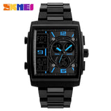 2020 New SKMEI Luxury Men Watches Man Analog Quartz Electronic Watch Black Steel Band Dual Display Waterproof Wristwatches - Boom Boom London