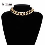 Punk Miami Cuban Choker Necklace Collar Statement Hip Hop Big Chunky Aluminum Gold Color Thick Chain Necklace Women Jewelry - Boom Boom London