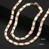 Men Women's Jewelry Set 585 Rose Gold Bracelet Necklace Set Double Curb Cuban Weaving Bismark Chain 2018 Wholesale Jewelry KCS04 - Boom Boom London