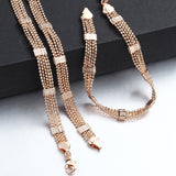 Men Women's Jewelry Set 585 Rose Gold Bracelet Necklace Set Double Curb Cuban Weaving Bismark Chain 2018 Wholesale Jewelry KCS04 - Boom Boom London