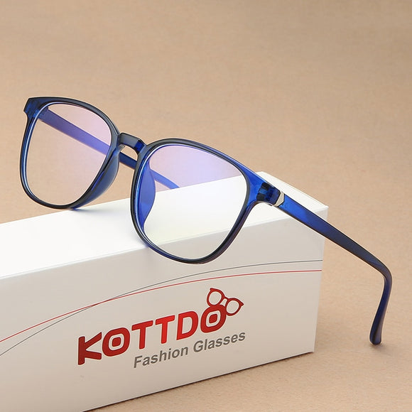 KOTTDO Retro Mens Glasses Frame Fashion Computer Eyeglasses Frame Women Anti-blue Light Transparent Clear Pink Plastic Frame - Boom Boom London